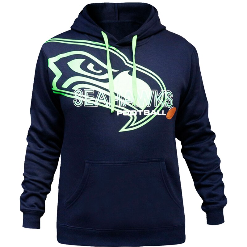 Men's Cotton Pullovers Warm Fleece Seahawks Athletic Hoodies Navy