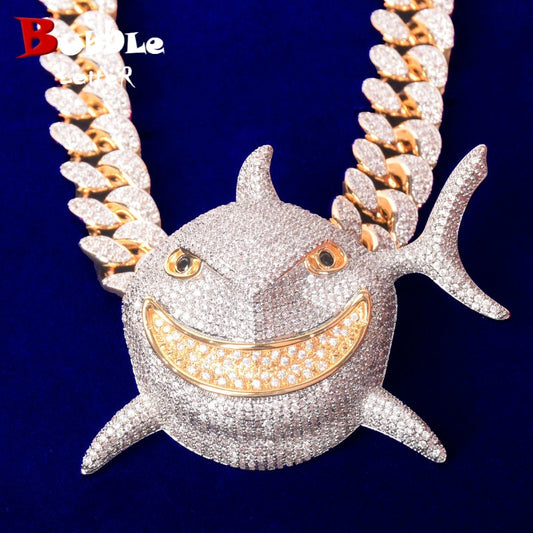 Iced Shark Pendant Cuban Link Chain