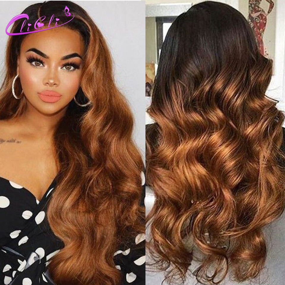 Ombre Brazilian Body Wave Lacefront HD 100% Human Hair Wig