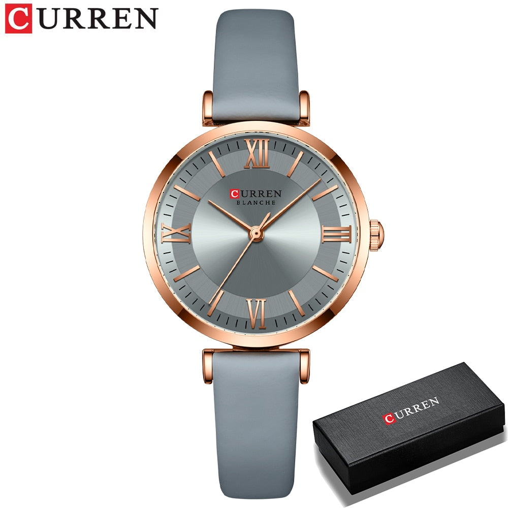 Round Quartz Leather Ladies Watches