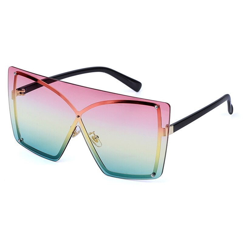 Oversized Rimless Square Sunglasses Metal UV400