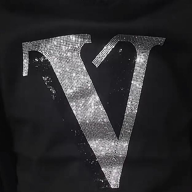 Men's Rhinestone V Emblem Slim Short Sleeve T-Shirt