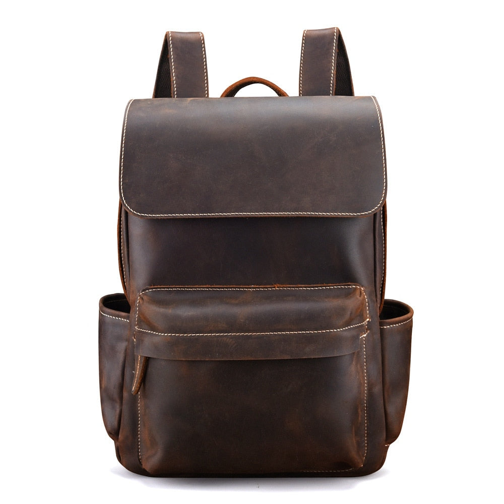 Genuine Leather Cow skin Men's Large Backpack