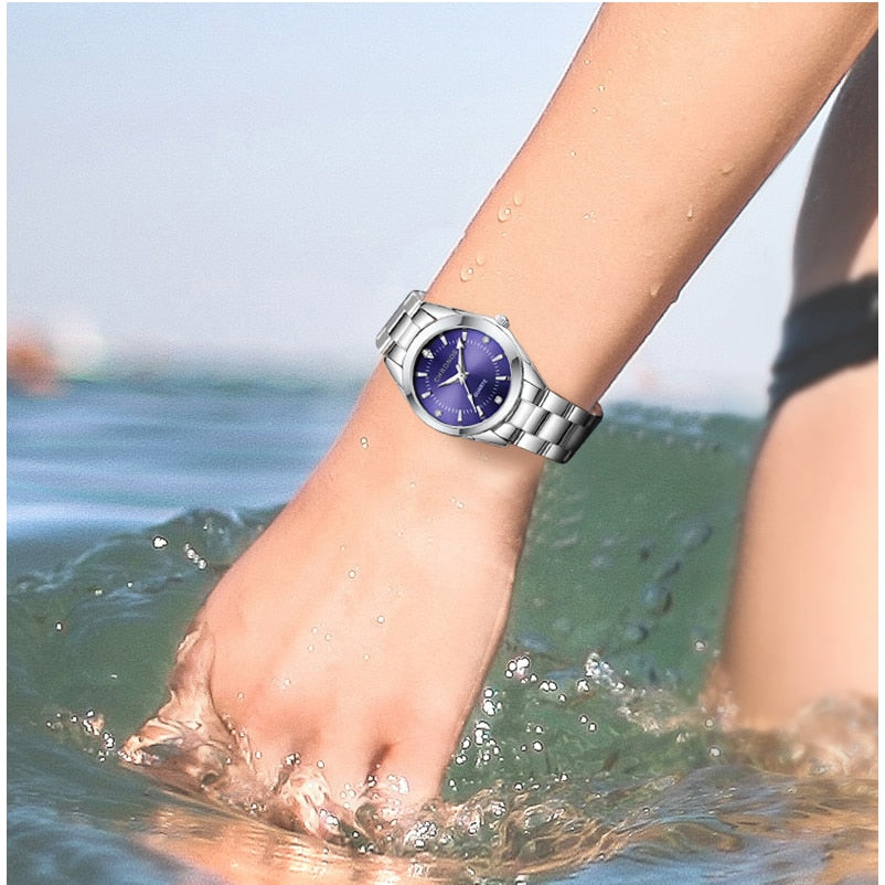 Colored Luxury Ladies Movement Stainless Steel Watch