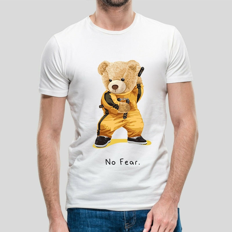 Men's Kung Fu Teddy Bear Graphic Short Sleeve T-Shirt-Big & Tall to 9X