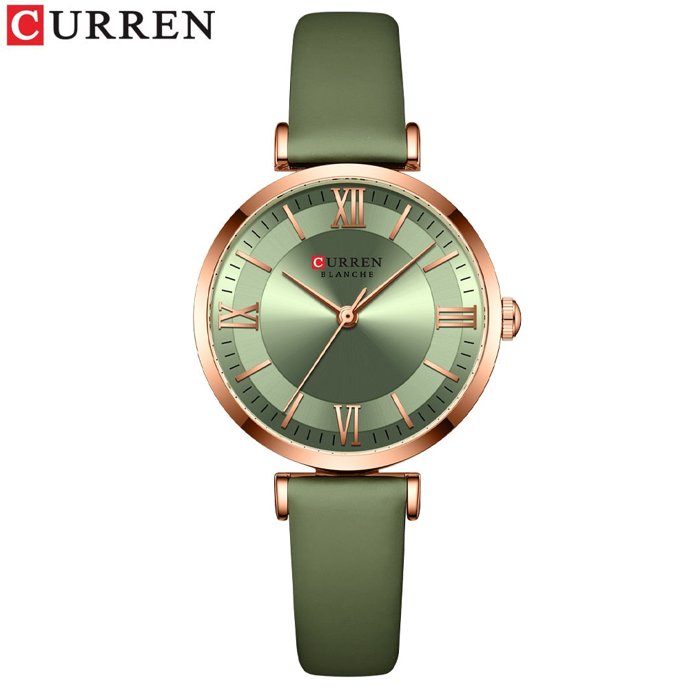 Round Quartz Leather Ladies Watches