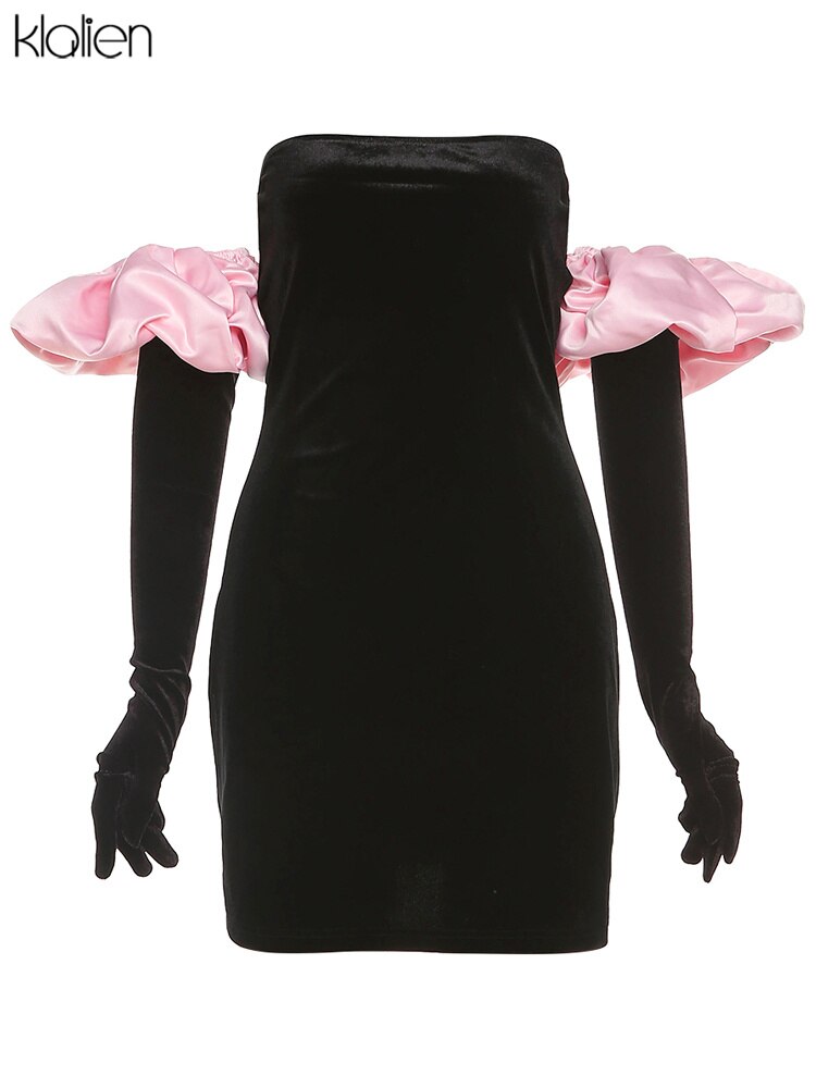 Strapless Mini Bodycon Dress w/ Balloon Gloves