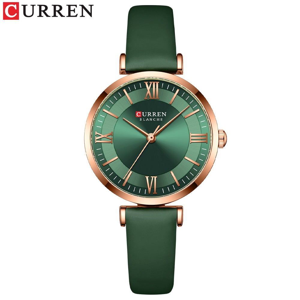 Round Quartz Leather Ladies Watches