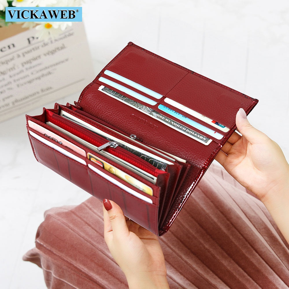 Ladies Genuine Leather Women Wallet Magnetic Hasp Wallet