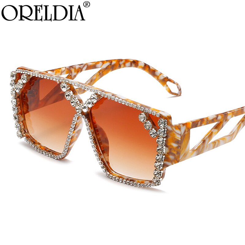 Oversized Square Diamond Rhinestone  Designer UV400 Unisex Sunglasses