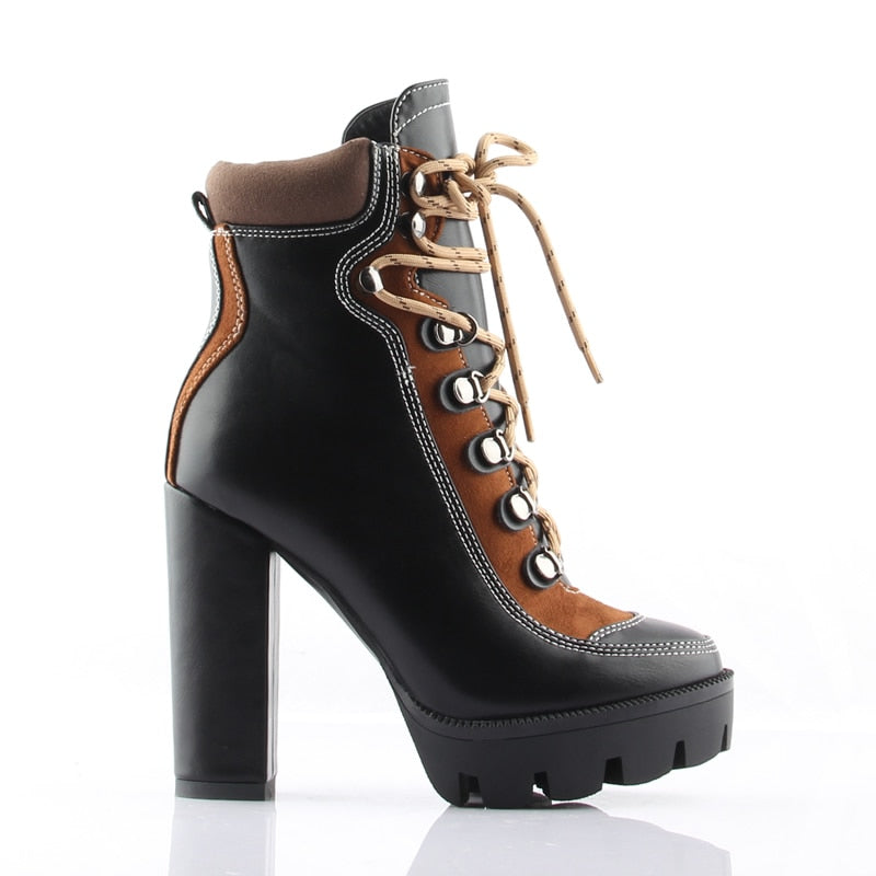 Lace Up High Platform Ankle Boots