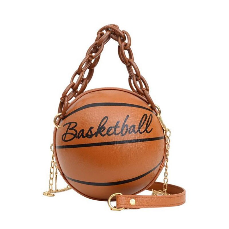 Crossbody Chain Shoulder Leather Basketball Bag