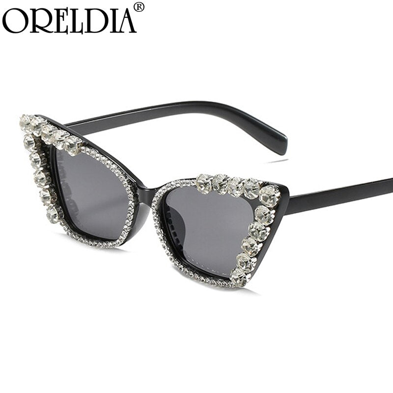 Diamond Cat Eye Vintage Punk Rhinestone Sun Glasses Female Luxury Brand Designer Eyewear UV400