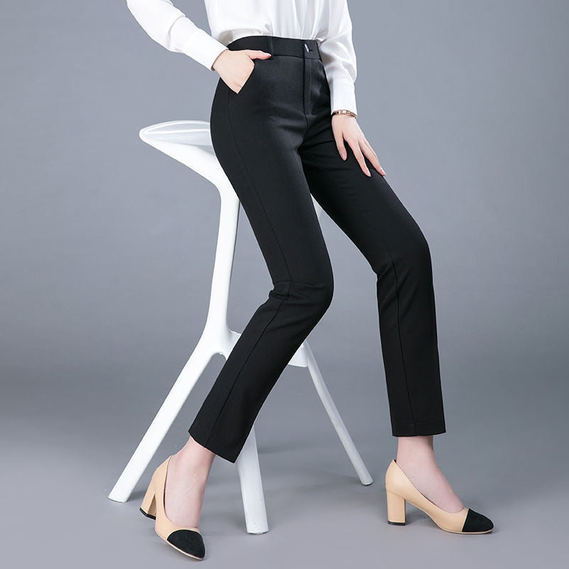 Solid Straight Ladies Office Trouser Slacks