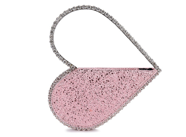 Heart Shaped Diamond Leather Evening Clutch Purse