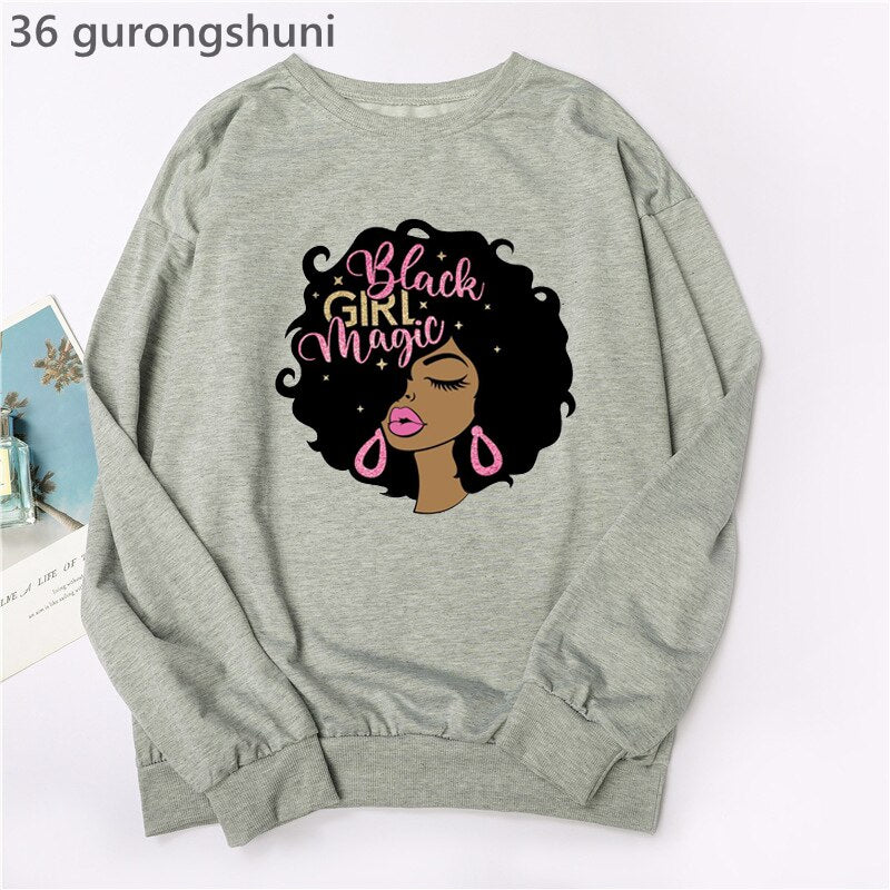 Black Woman Graphic Print Hoodie Sweatshirts