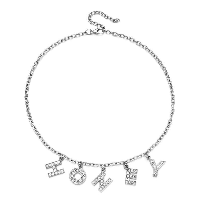 Letter Crystal Necklace Choker