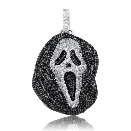 Iced Skull Pendant Necklace Cubic Zirconia Hip Hop Tennis Chain