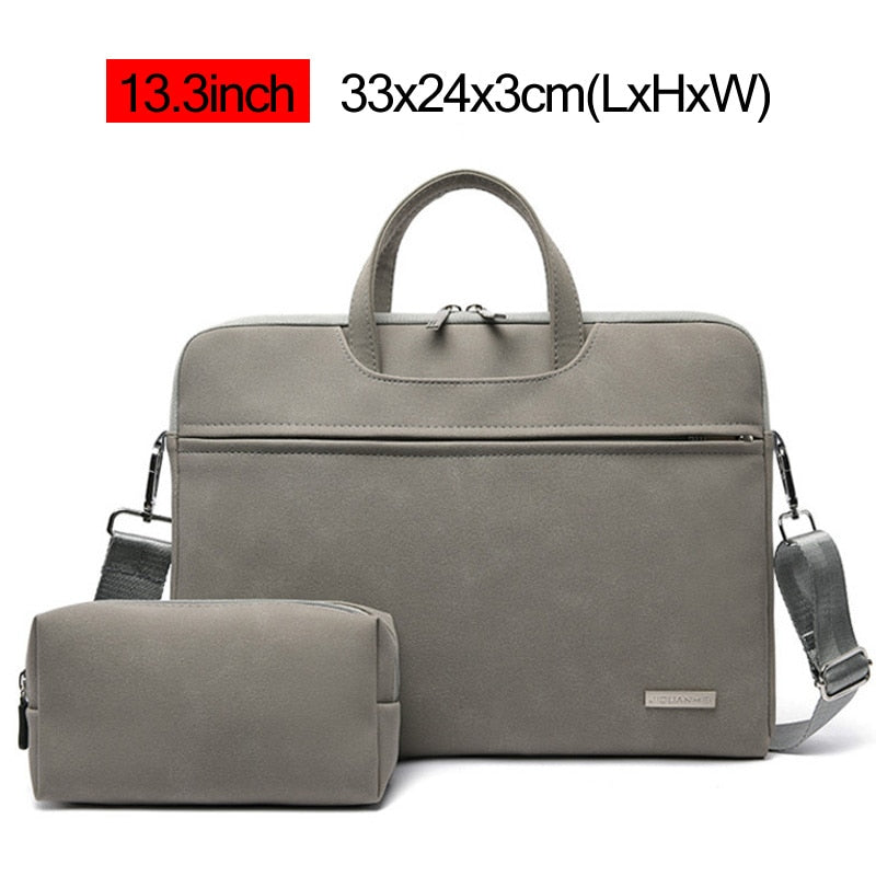 2PCS Business Laptop Briefcase Suede Office Macbook Handbag 13 14 15.6 inch Computer Bag Crossbody Notebook Travel Bags XA65C