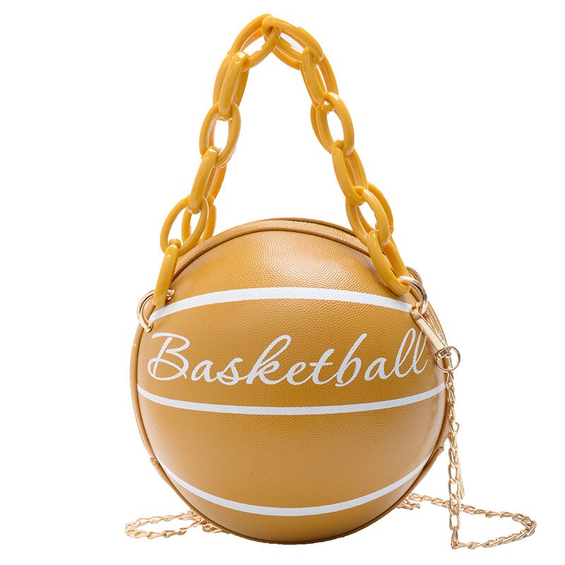 Crossbody Chain Shoulder Leather Basketball Bag