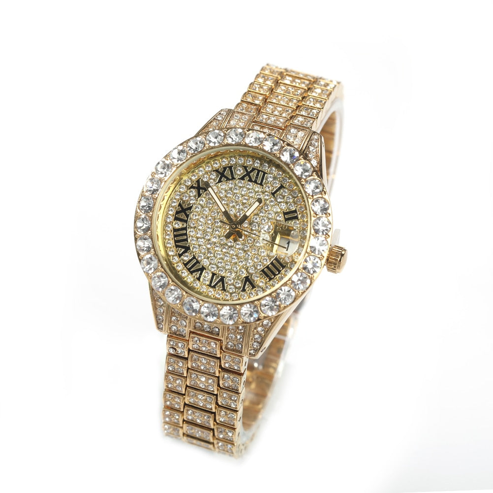 Rhinestone Colored Iced Out Stainless Steel Quartz Ladies' Watch