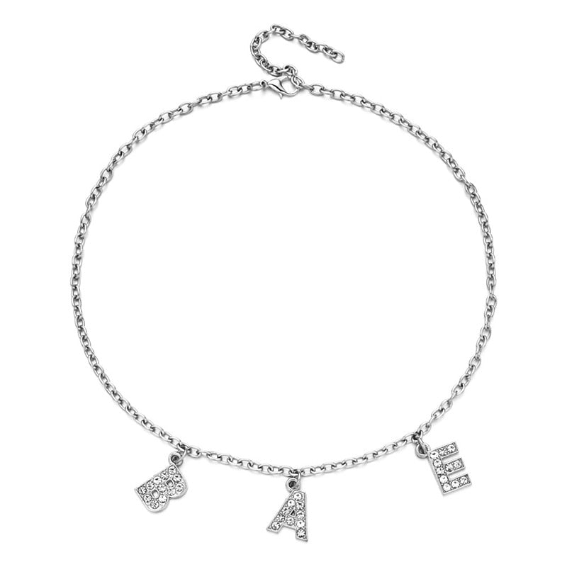 Letter Crystal Necklace Choker