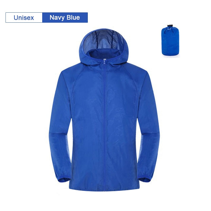 Unisex Hooded Ribbed Waterproof Rain Jackets w/ Pockets