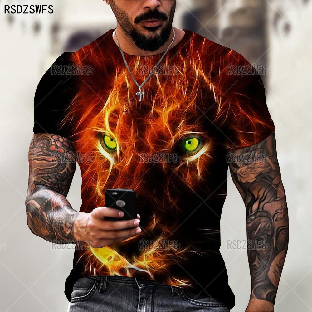 Lion Design O-Neck Short Sleeve Oversized T-Shirt