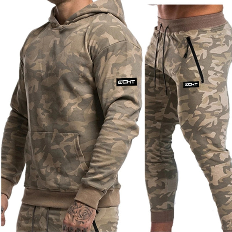 Men's Camoflauge Hoodie + Pants Sweatsuit 2-Piece Set