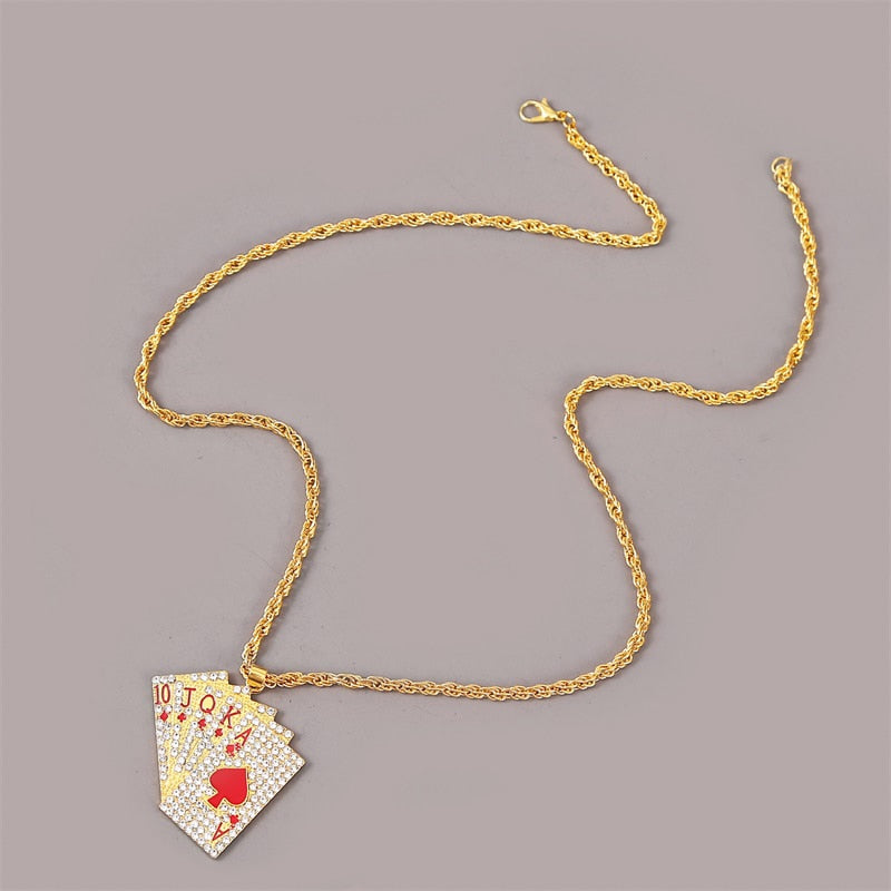 Playing Cards Pendant Necklace Chain