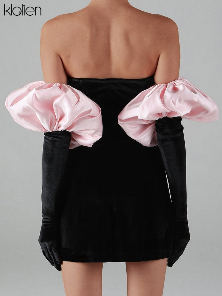 Strapless Mini Bodycon Dress w/ Balloon Gloves