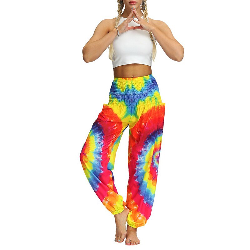 Tie-Dye Pocket Gradient Bohemian Ladies Pants Plus to 5X