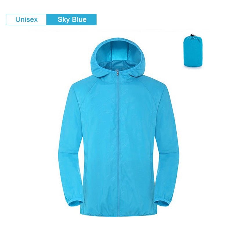 Unisex Hooded Ribbed Waterproof Rain Jackets w/ Pockets