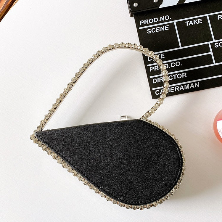 Heart Shaped Diamond Leather Evening Clutch Purse