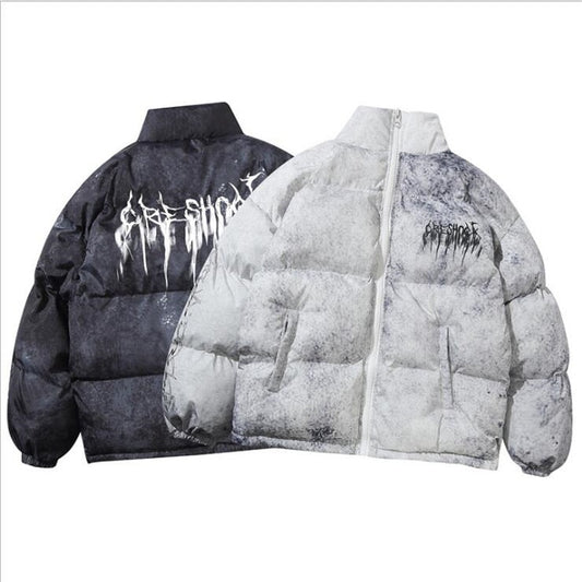 Men's Hip Hop Oversize Padded Bomber Graffiti Jacket