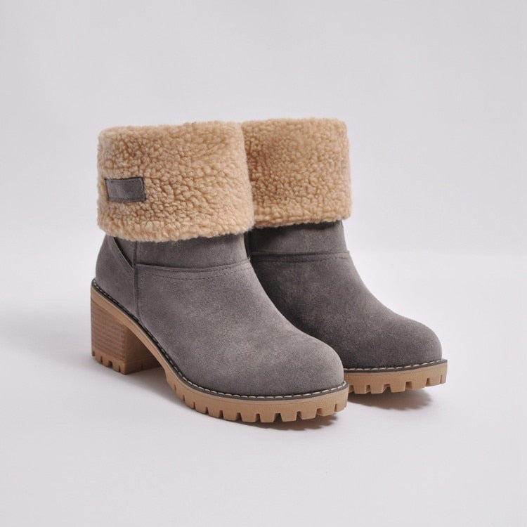 Fur Inner Platform Round Toe Ankle Snowboots