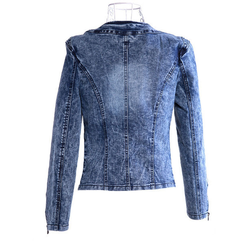 Sequin Slim Zipper Vintage Crystal Denim Jean Jacket to 4X