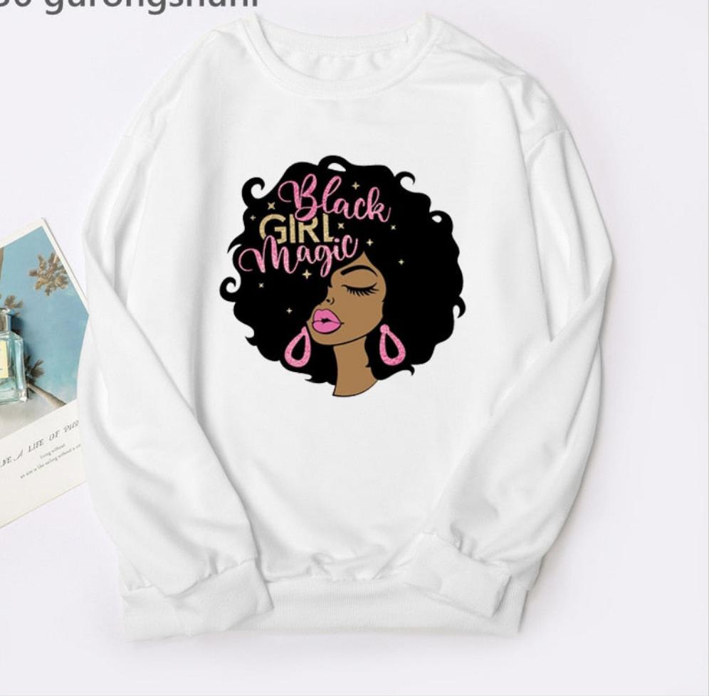 Black Woman Graphic Print Hoodie Sweatshirts