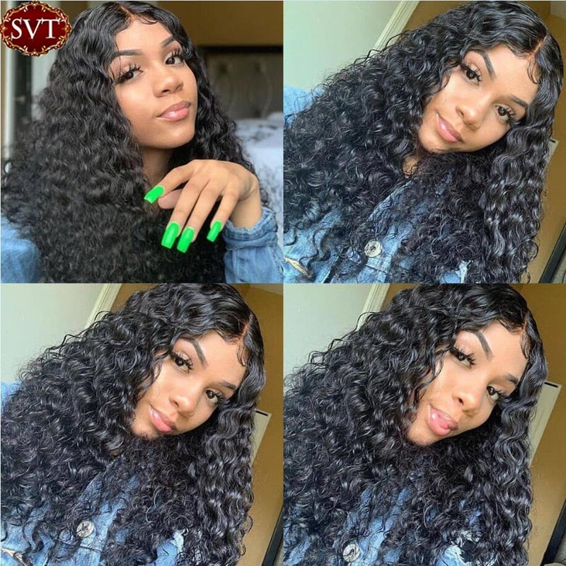 Indian Deep Curly Lace Front Wig Human Hair Wigs For Black Women Deep Wave 4x4 Closure Wig Glueless Curly Lace Frontal Wig