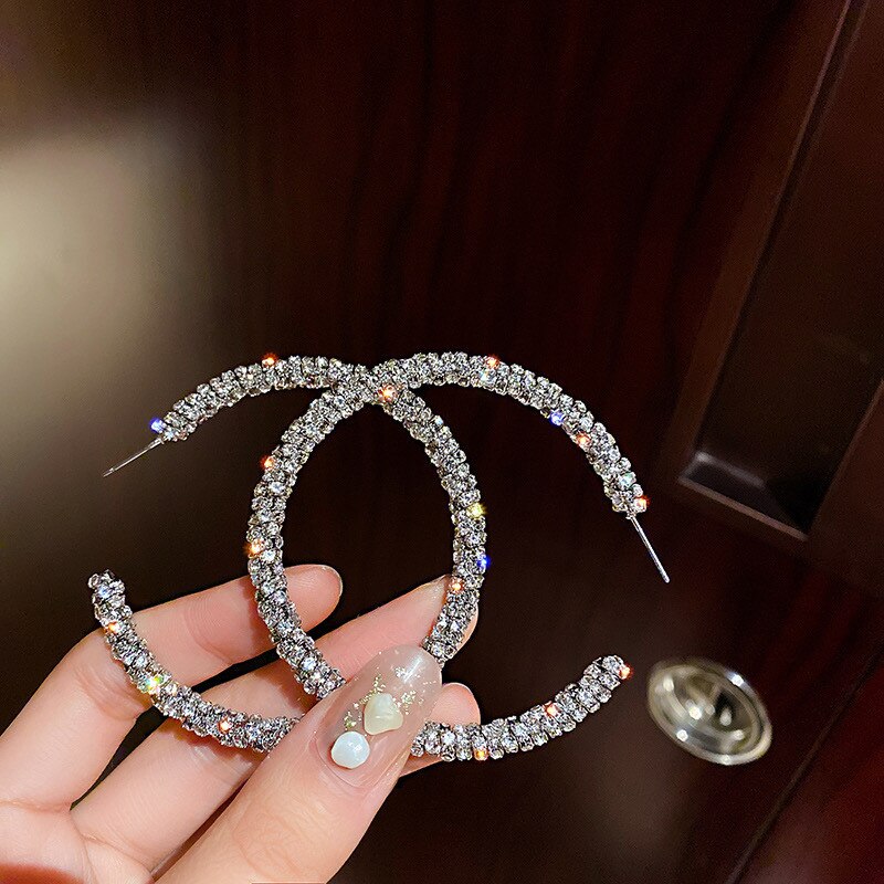 Crystal Hoop Color Rhinestone Earrings