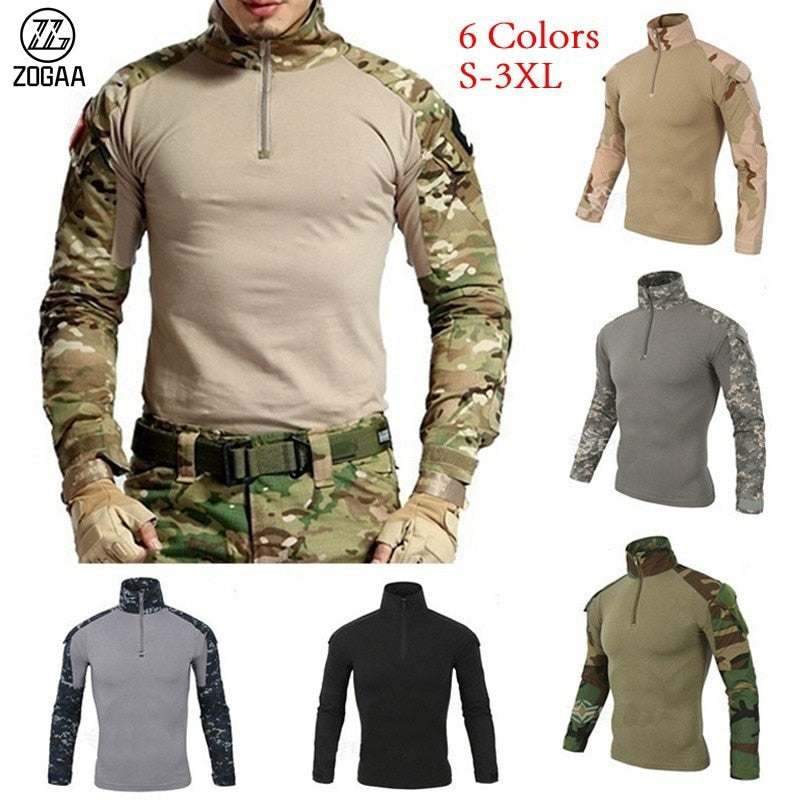 Army Camouflage Tactical T Shirt Men Long Sleeve Hunt Outdoor Long Sleeve T-Shirt