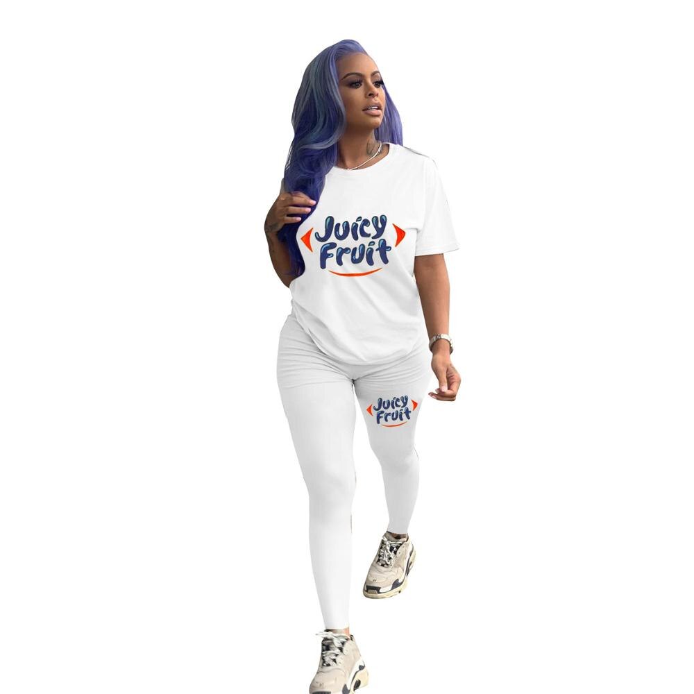 "Juicy Fruit" Short Sleeve Ladies T-Shirt + Matching Sweatpants 2-Piece Set