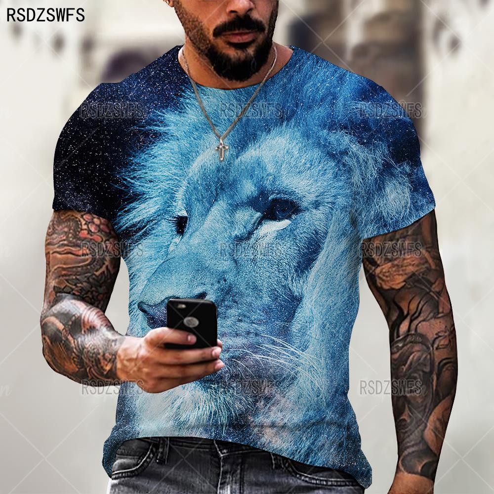 Lion Design O-Neck Short Sleeve Oversized T-Shirt