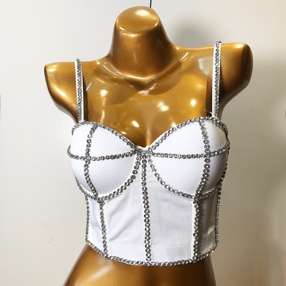 Rhinestone Spaghetti Strap Camisole Corset