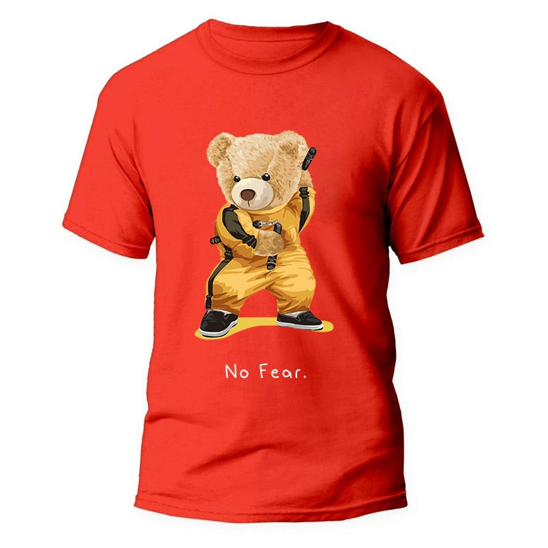 Men's Kung Fu Teddy Bear Graphic Short Sleeve T-Shirt-Big & Tall to 9X