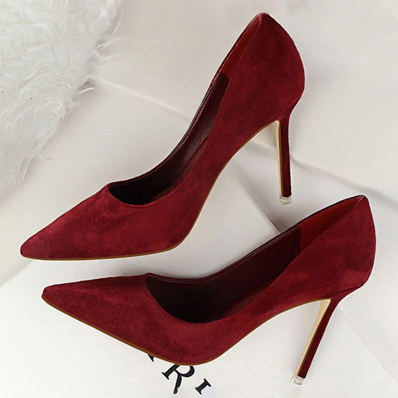 Solid Pointed Toe Stiletto High Heel Ladies Pumps