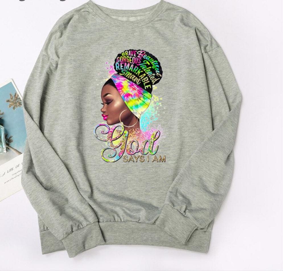 Black Woman Graphic Print Hoodie Sweatshirts