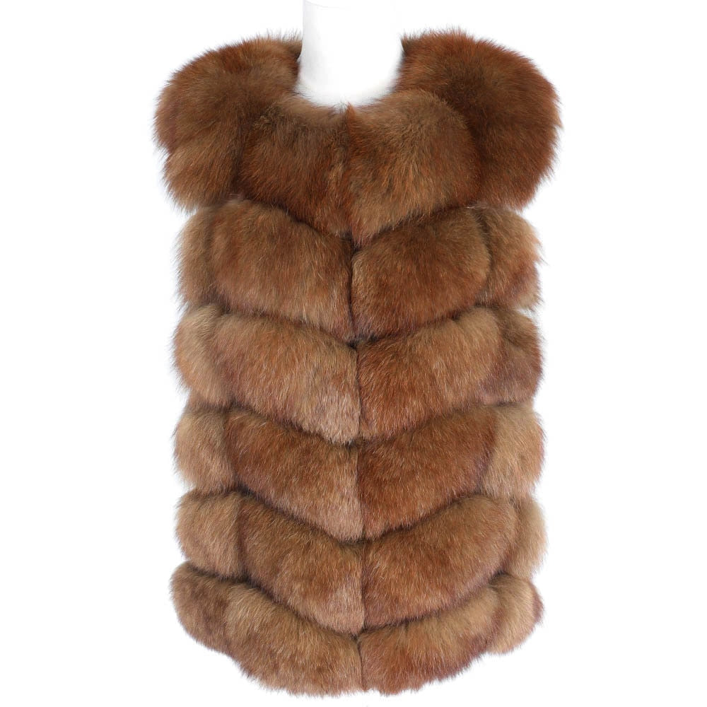 Genuine Ladies Short Real Fox Fur-Vests, Coats & Hooded Jackets