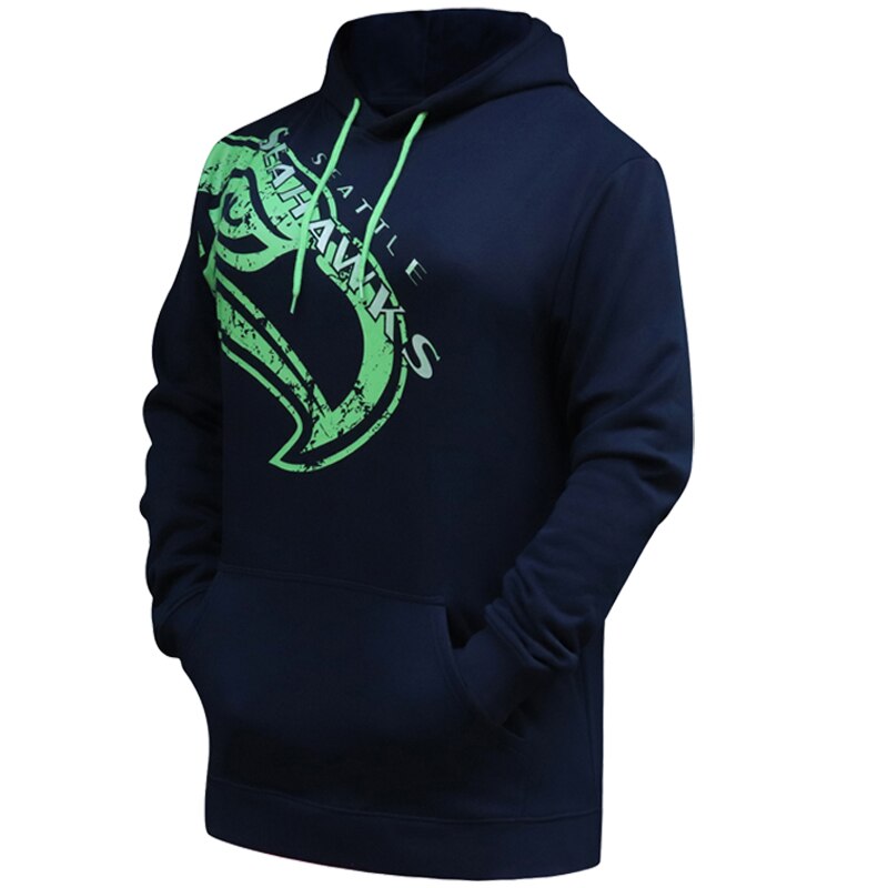 Women&#39;s Sporty Football Sweatshirts Cotton Pullovers Fleece Athletic Seahawks Hoodies Navy