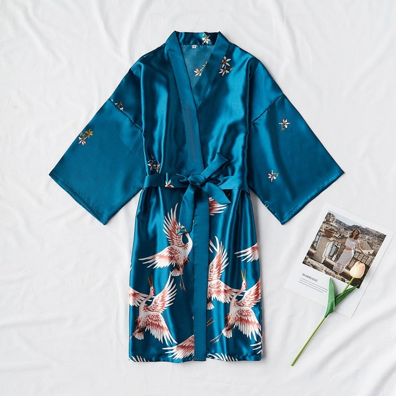 Satin Silky Ladies Kimono Robes